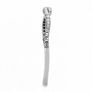 DA263 - Stainless Steel Ring High polished (no plating) Women AAA Grade CZ Clear