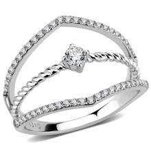 DA264 - Stainless Steel Ring High polished (no plating) Women AAA Grade CZ Clear