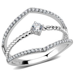 DA264 - Stainless Steel Ring High polished (no plating) Women AAA Grade CZ Clear
