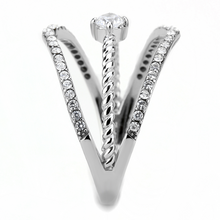 DA264 - Stainless Steel Ring High polished (no plating) Women AAA Grade CZ Clear