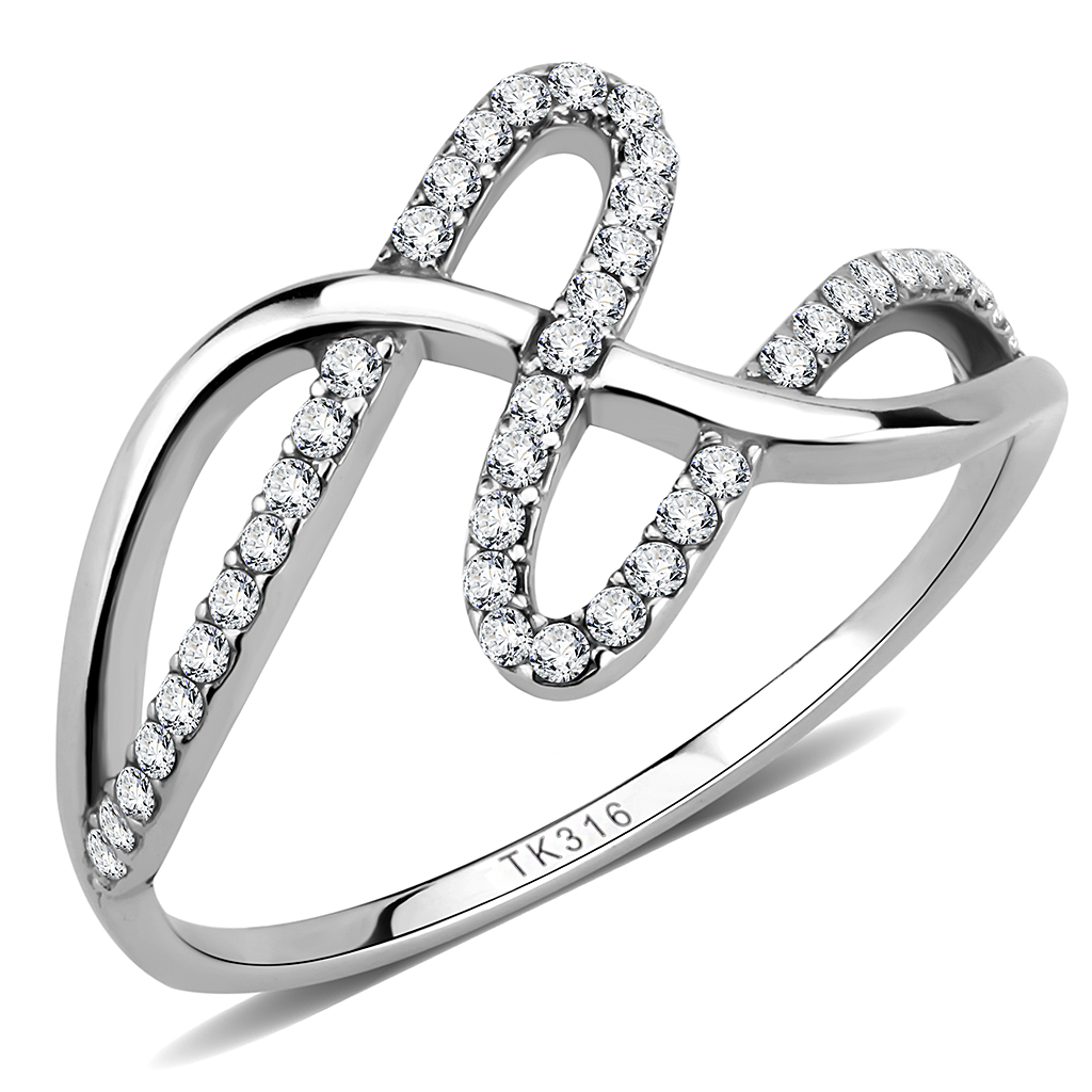 DA265 - Stainless Steel Ring High polished (no plating) Women AAA Grade CZ Clear