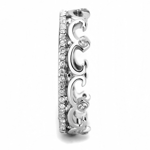 DA267 - Stainless Steel Ring High polished (no plating) Women AAA Grade CZ Clear