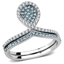 DA268 - Stainless Steel Ring High polished (no plating) Women AAA Grade CZ Sea Blue