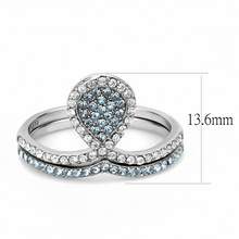 DA268 - Stainless Steel Ring High polished (no plating) Women AAA Grade CZ Sea Blue
