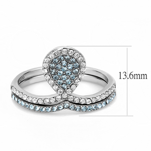 DA268 - Stainless Steel Ring High polished (no plating) Women AAA Grade CZ Sea Blue