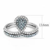 DA268 - Stainless Steel Ring High polished (no plating) Women AAA Grade CZ Sea Blue