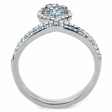 DA268 - Stainless Steel Ring High polished (no plating) Women AAA Grade CZ Sea Blue