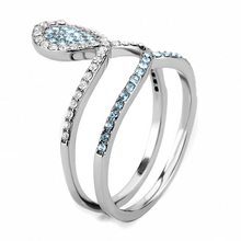 DA268 - Stainless Steel Ring High polished (no plating) Women AAA Grade CZ Sea Blue