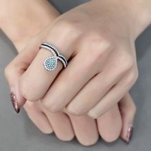 DA268 - Stainless Steel Ring High polished (no plating) Women AAA Grade CZ Sea Blue