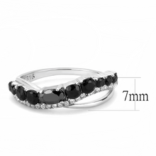 DA269 - Stainless Steel Ring High polished (no plating) Women AAA Grade CZ Black Diamond