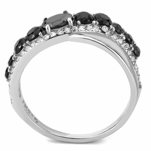 DA269 - Stainless Steel Ring High polished (no plating) Women AAA Grade CZ Black Diamond