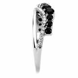 DA269 - Stainless Steel Ring High polished (no plating) Women AAA Grade CZ Black Diamond