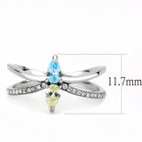 DA271 - Stainless Steel Ring High polished (no plating) Women AAA Grade CZ Multi Color