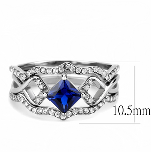 DA272 - Stainless Steel Ring High polished (no plating) Women Synthetic London Blue