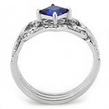 DA272 - Stainless Steel Ring High polished (no plating) Women Synthetic London Blue