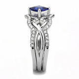 DA272 - Stainless Steel Ring High polished (no plating) Women Synthetic London Blue