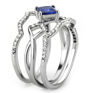 DA272 - Stainless Steel Ring High polished (no plating) Women Synthetic London Blue