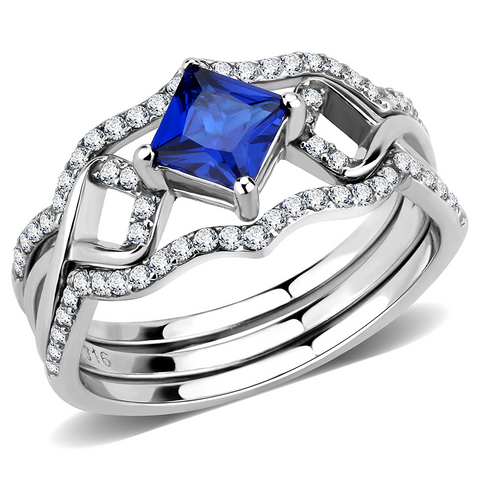 DA272 - Stainless Steel Ring High polished (no plating) Women Synthetic London Blue