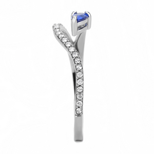DA273 - Stainless Steel Ring High polished (no plating) Women Synthetic London Blue