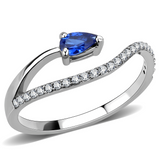 DA273 - Stainless Steel Ring High polished (no plating) Women Synthetic London Blue