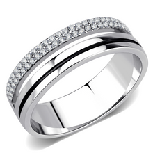 DA275 - Stainless Steel Ring High polished (no plating) Men AAA Grade CZ Clear