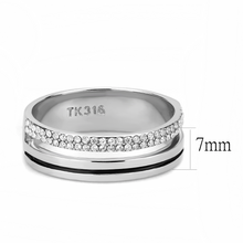 DA275 - Stainless Steel Ring High polished (no plating) Men AAA Grade CZ Clear