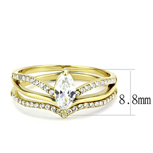 DA276 - Stainless Steel Ring IP Gold(Ion Plating) Women AAA Grade CZ Clear