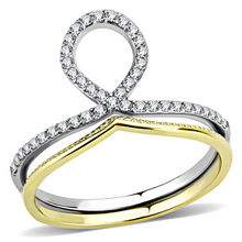 DA278 - Stainless Steel Ring Two-Tone IP Gold (Ion Plating) Women AAA Grade CZ Clear