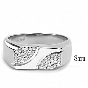 DA280 - Stainless Steel Ring High polished (no plating) Men AAA Grade CZ Clear
