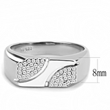 DA280 - Stainless Steel Ring High polished (no plating) Men AAA Grade CZ Clear