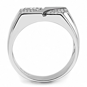 DA280 - Stainless Steel Ring High polished (no plating) Men AAA Grade CZ Clear