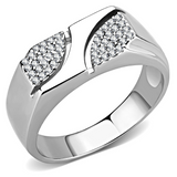 DA280 - Stainless Steel Ring High polished (no plating) Men AAA Grade CZ Clear