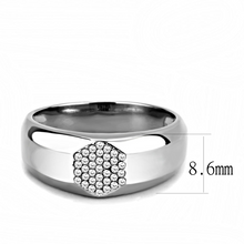 DA281 - Stainless Steel Ring High polished (no plating) Men AAA Grade CZ Clear