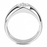 DA281 - Stainless Steel Ring High polished (no plating) Men AAA Grade CZ Clear