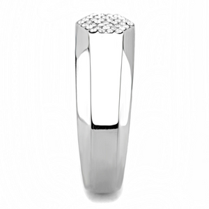 DA281 - Stainless Steel Ring High polished (no plating) Men AAA Grade CZ Clear