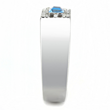 DA283 - Stainless Steel Ring High polished (no plating) Men Top Grade Crystal Sea Blue