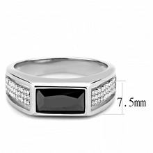 DA284 - Stainless Steel Ring High polished (no plating) Men AAA Grade CZ Black Diamond