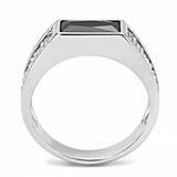 DA284 - Stainless Steel Ring High polished (no plating) Men AAA Grade CZ Black Diamond