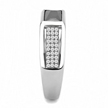 DA284 - Stainless Steel Ring High polished (no plating) Men AAA Grade CZ Black Diamond