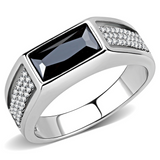 DA284 - Stainless Steel Ring High polished (no plating) Men AAA Grade CZ Black Diamond