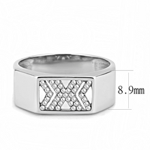 DA285 - Stainless Steel Ring High polished (no plating) Men AAA Grade CZ Clear