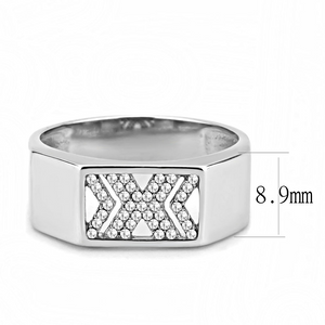 DA285 - Stainless Steel Ring High polished (no plating) Men AAA Grade CZ Clear