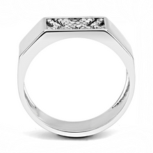 DA285 - Stainless Steel Ring High polished (no plating) Men AAA Grade CZ Clear