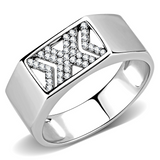 DA285 - Stainless Steel Ring High polished (no plating) Men AAA Grade CZ Clear