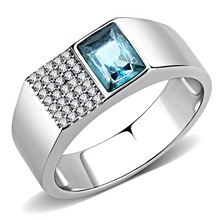 DA287 - Stainless Steel Ring High polished (no plating) Men Synthetic Sea Blue