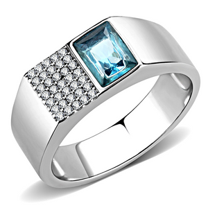 DA287 - Stainless Steel Ring High polished (no plating) Men Synthetic Sea Blue