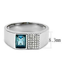 DA287 - Stainless Steel Ring High polished (no plating) Men Synthetic Sea Blue
