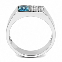 DA287 - Stainless Steel Ring High polished (no plating) Men Synthetic Sea Blue