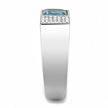 DA287 - Stainless Steel Ring High polished (no plating) Men Synthetic Sea Blue
