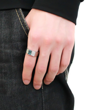 DA287 - Stainless Steel Ring High polished (no plating) Men Synthetic Sea Blue
